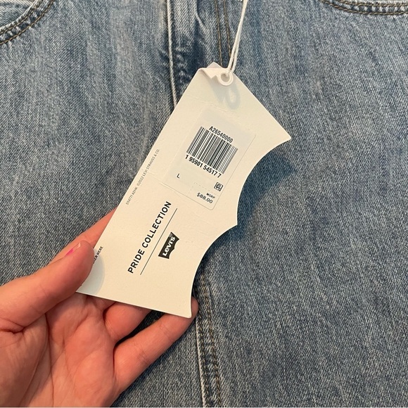NWT LEVI'S PRIDE SKIRT Denim Front Slit Knee Length Y2K Vibes Women's Size Large - Picture 10 of 14
